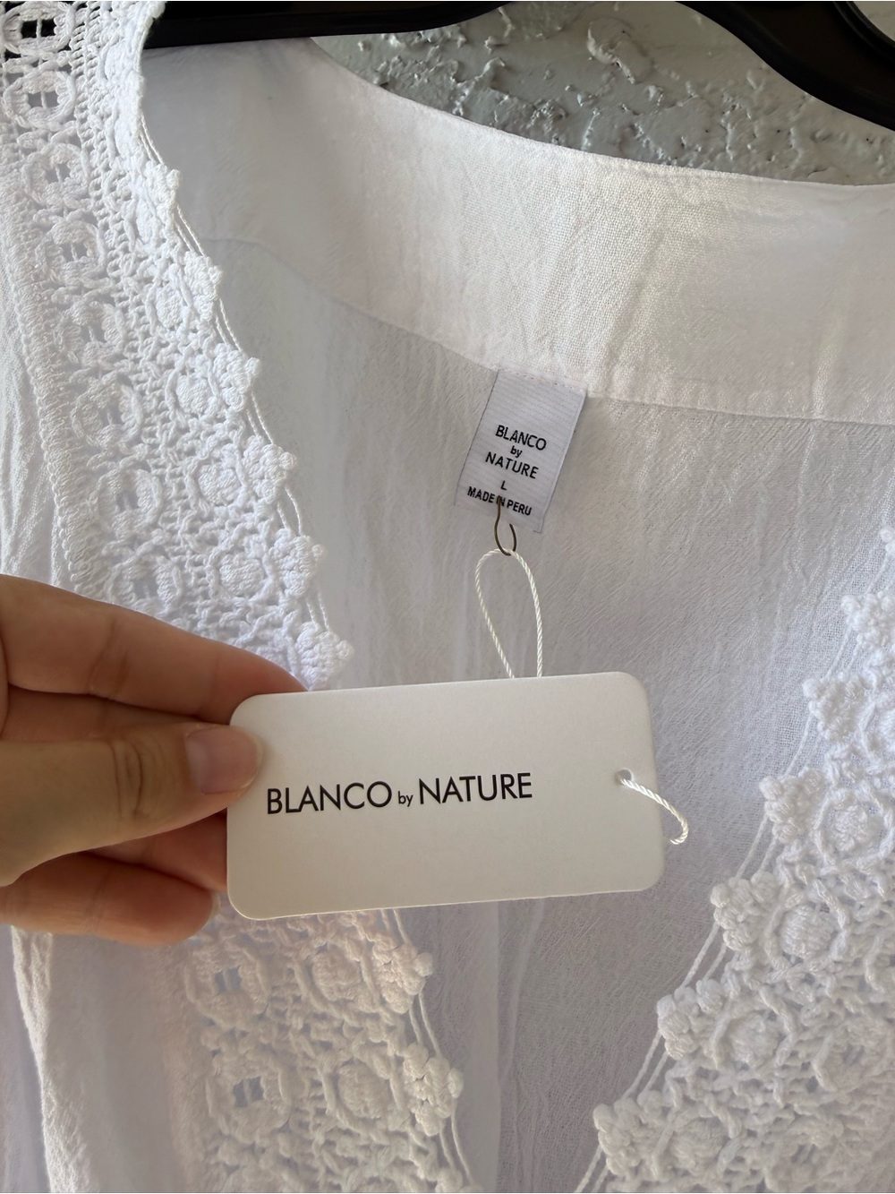 Blanco by Nature Aqua White Crochet Trim Swim Cover-Up Large - Picture 6 of 10